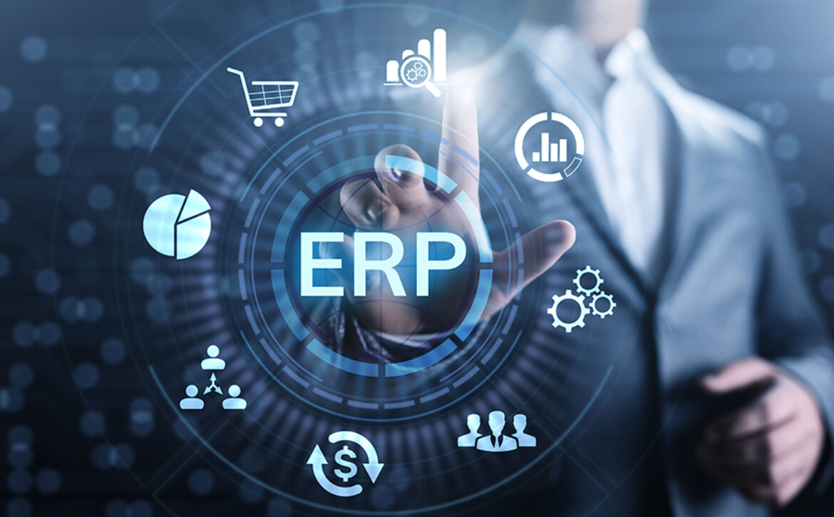 ERP Enterprise resources planning system software business technology.