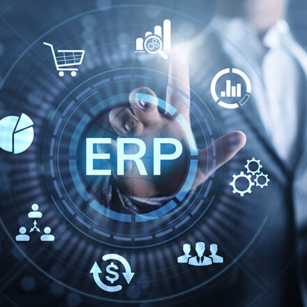 ERP Enterprise resources planning system software business technology.