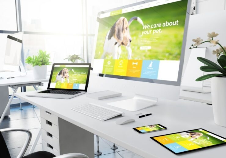 office responsive devices pet website 3d rendering