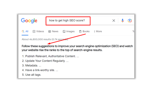 Optimizing the Content for Feature Snippets