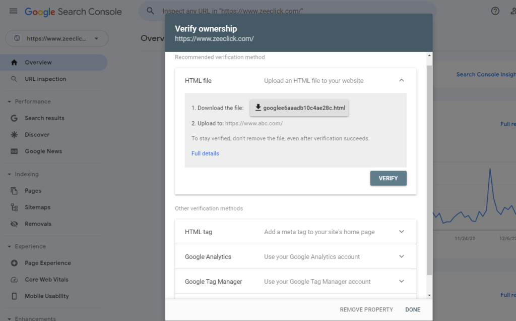 Verify Ownership - Google Search Console