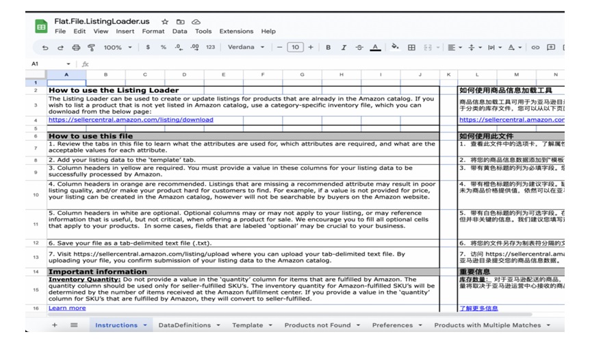 Select a spreadsheet program to use the template