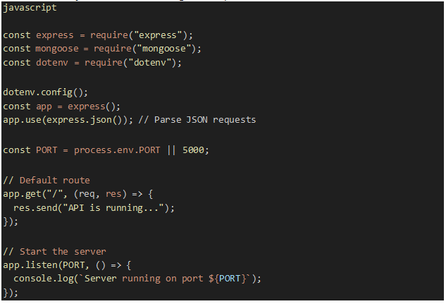 Create a server.js and add the following JavaScript