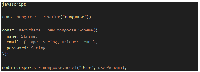 Inside a new models folder, create User.js